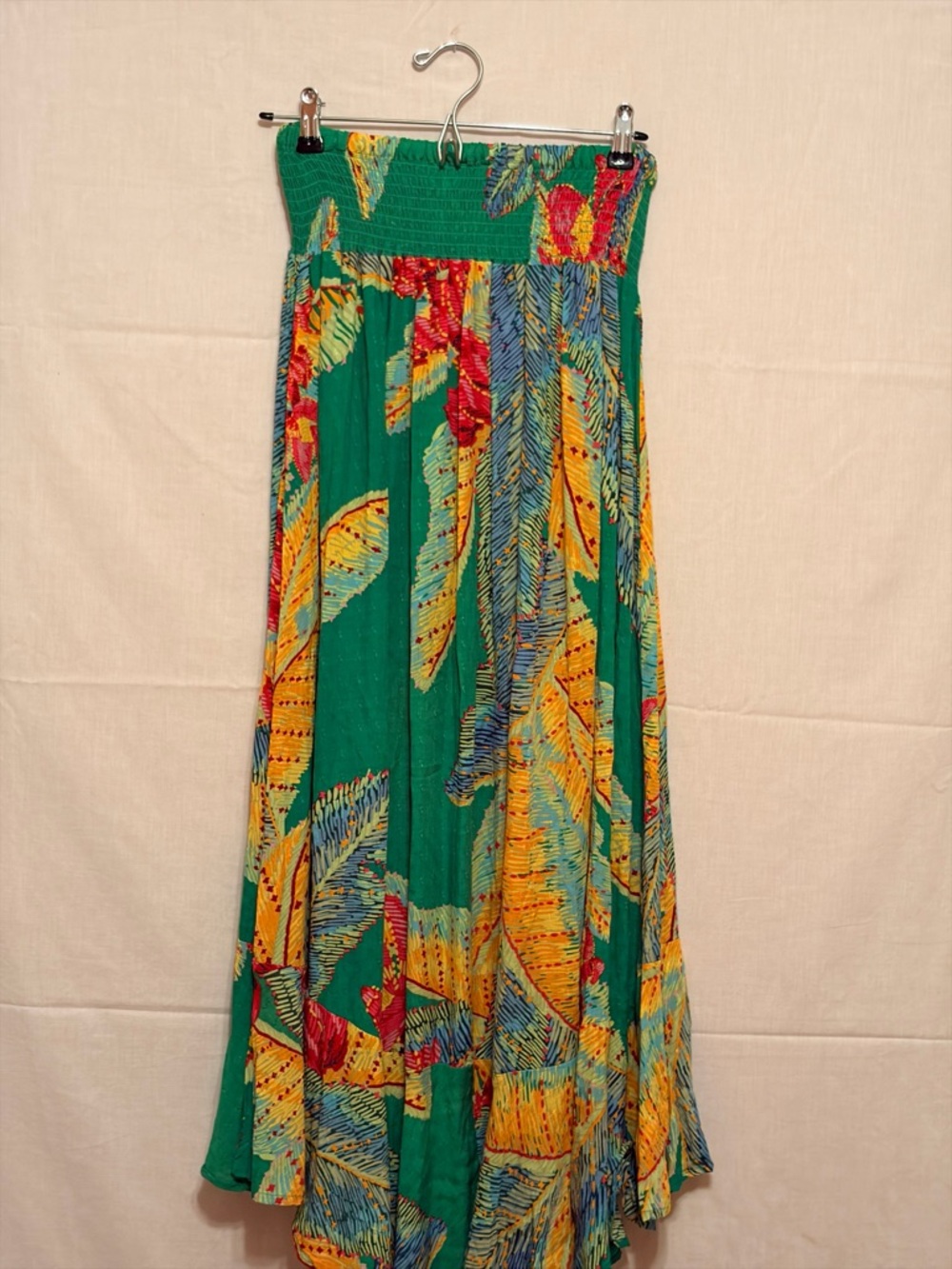 Cynthia Rowley green, pink, and yellow tropical floral print midi skirt/dress - Picture 6 of 9